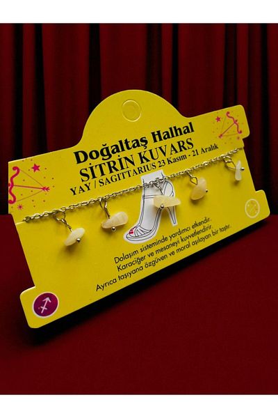 GALATA GIFT Natural Stone Anklet/Bracelet, 20-22cm Extension Chain with 5 Natural Stones Accessories-Card