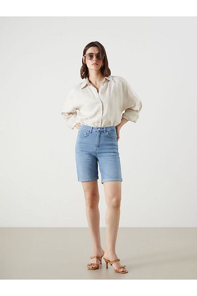 LC Waikiki Jeans Indigo Bermuda Fit Women's Jean Shorts