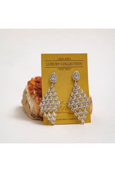 CHARM Long earrings with zirconia “Glamour Bride” – sparkling waterfall effect – Charm