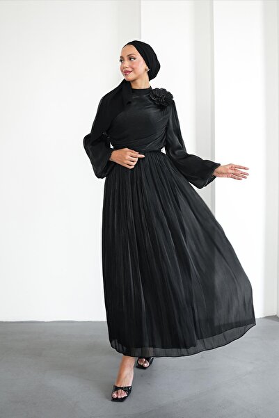 hakimoda Tesettür Efruz Işıltı Abiye Siyah