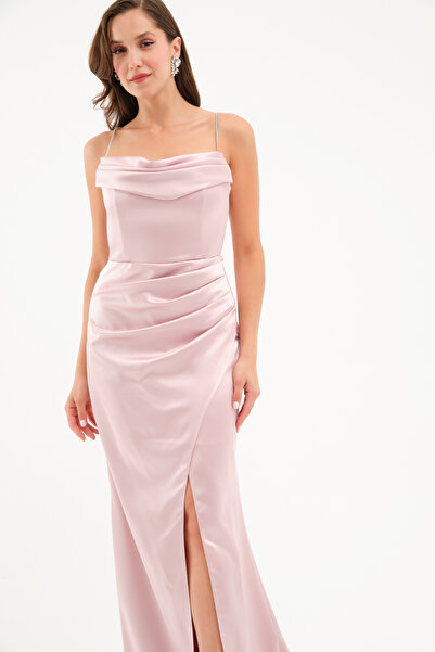 Lafaba Women's Powder Stone Strap Long Promise Engagement Evening Dress