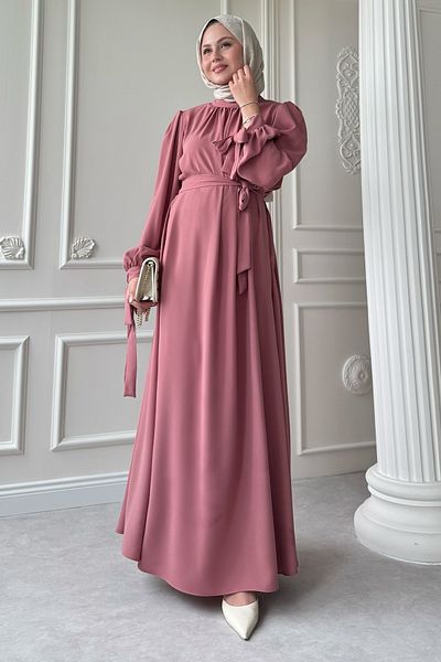 InStyle Ροζ φόρεμα με λουράκι με μανίκια