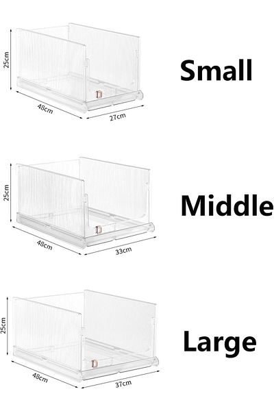 COOYA 3PCS Stackable Plastic Storage Basket,Closet Wardrobe Organizer,for Cupboard Kitchen Bathroom Office