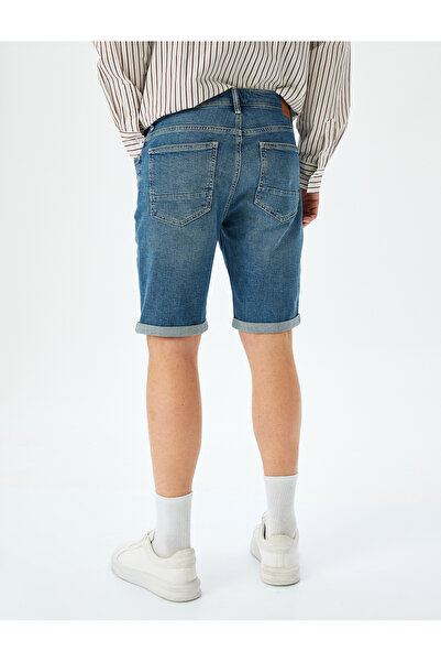 Koton Folded Leg Bermuda Slim Fit Jean Shorts