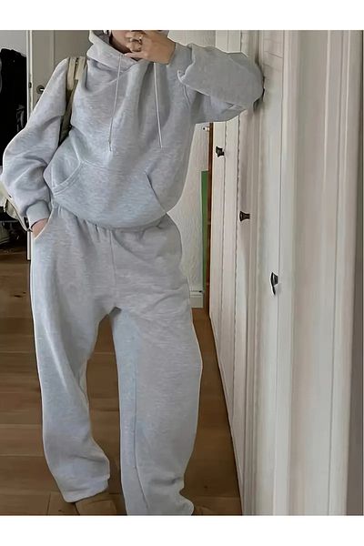 CANDERO Pantaloni de sport pentru femei, gri, largi, supradimensionați, de calitate, cu croiala largi, flexibili, confortabili, din țesătură YUS