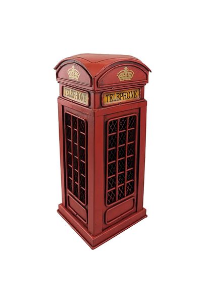 Wolawood Handmade All Metal Telephone Booth Trinket Vintage Retro London Telephone Booth Desktop Gift