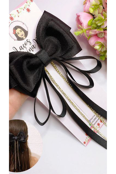 Shiklik MODA مشبك نسائي على شكل فيونكة من الساتان المرصع بالحجارة