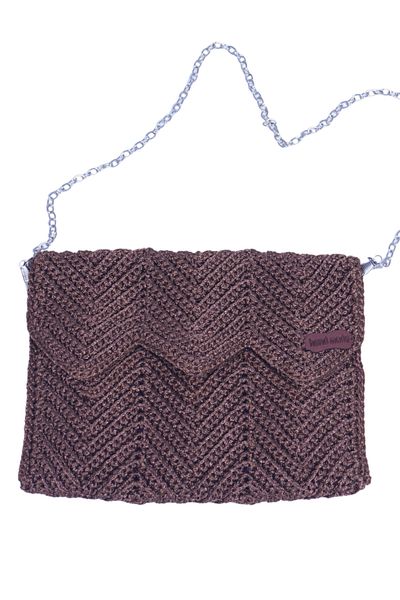 thekam Zigzag Patterned Women's Shoulder Bag with Chain Strap - Stylish Summer Model with Shiny Drawstring (20X16)