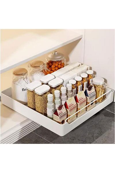 COOYA Pull Out Cabinet Organizer,with Adhesive Nano Film for Pots,Roll Out Shelf Storage for Kitchen