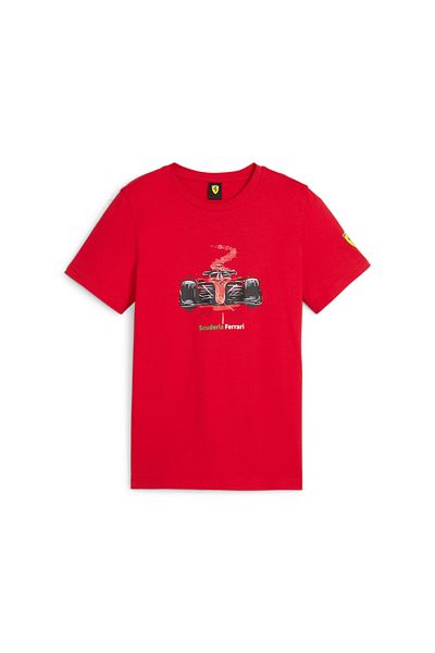 Puma Kids Unisex Scuderia Ferrari Race Motorsport Graphic T-shirt - Red