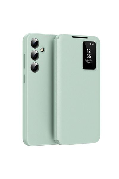 SKYDDAR INNOVATION Husă pentru Samsung Galaxy A55 5G, cu portofel și SmartView, Premium, set de stickere, verde