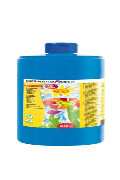 OEM Vopsea tempera albastru deschis Eberhard Faber, sticlă de 1000 ml, solubilă în apă, opacitate ridicată, non-toxică