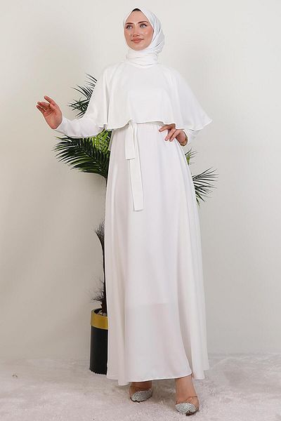 GİYZAMİLA Φόρεμα Mona Cape Λευκό