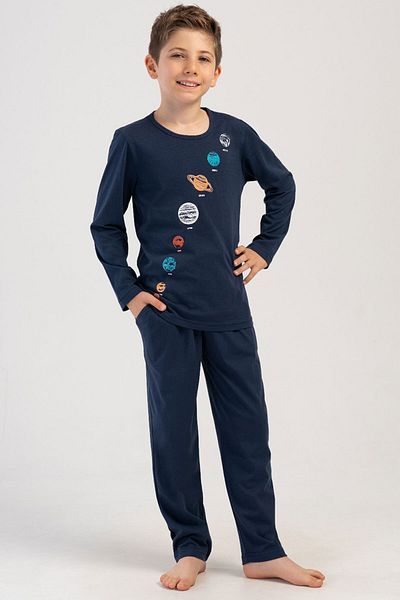 VİENETTA Cotton Boy's Long Sleeve Pajama Set (9/10-15/16), 405126