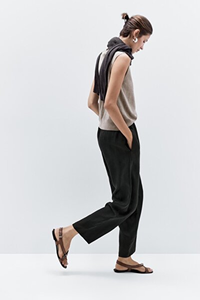 Massimo Dutti Bisiklet yaka crop yün karışımlı yelek