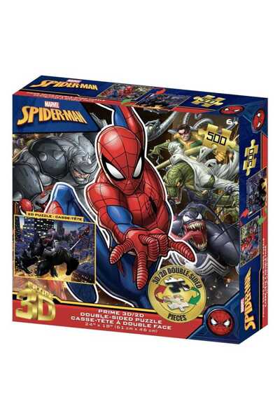 SPIDERMAN Prime 3D/2D 500 Parça Çift Taraflı Puzzle: Spider-Man