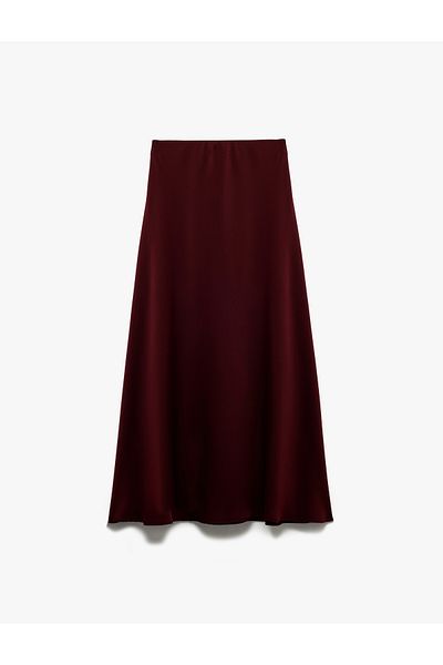 Koton Regular Fit Midi Length Satin Flared Skirt