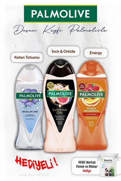 Palmolive 3 Pcs Shower Gel Linseed 500 Ml, Fig 250 Ml, Energy 500 Ml, Rosie Gift