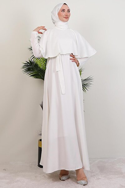 GİYZAMİLA Mona Cape Dress White
