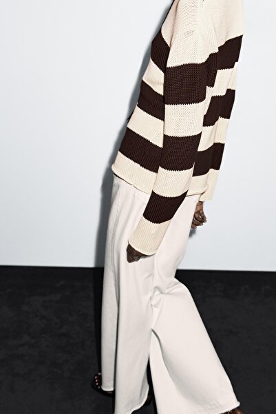 Massimo Dutti %100 pamuklu çizgili triko kazak