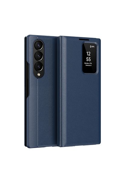 SKYDDAR INNOVATION Husă pentru Samsung Galaxy Z Fold3 5G, cu portofel și SmartView, Premium, set de stickere, albastră
