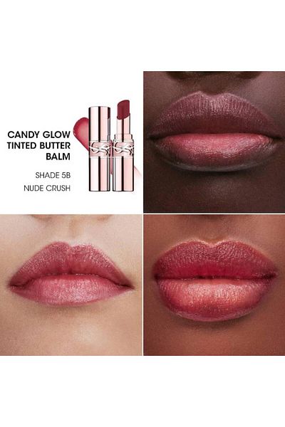 Yves Saint Laurent YVES SAINT LAURENT Candy Glow Sheer-Shine Colour & Care Lip Balm 3.1g -5B Nude Crush
