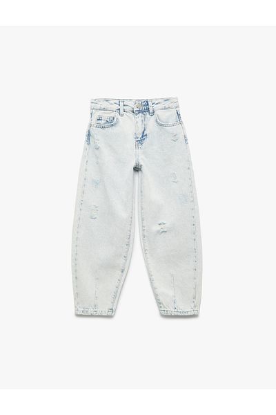 Koton Pantaloni din denim cu tăierea parașută din bumbac