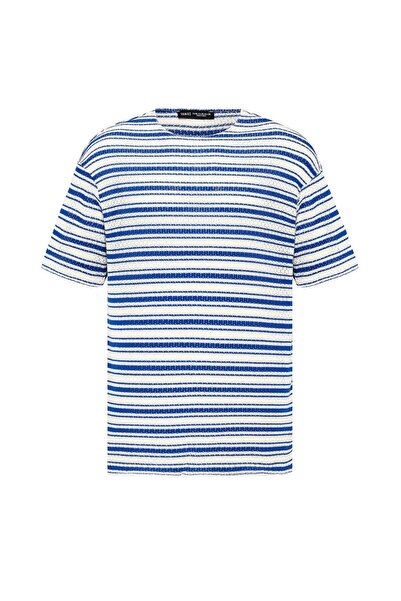 VAMOSCLO Ριγέ oversized Πλεκτό Μπλουζάκι μπλε κοβαλτίου