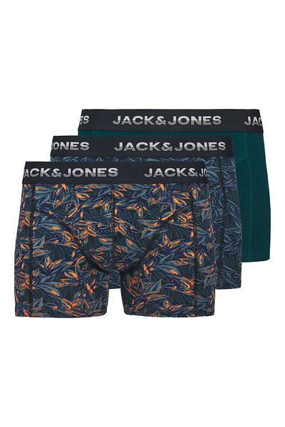 Jack & Jones J&J JACMAXWELL Ανδρικό πακέτο μπόξερ 3 τεμαχίων με πολύχρωμο λογότυπο Navy Blue Green