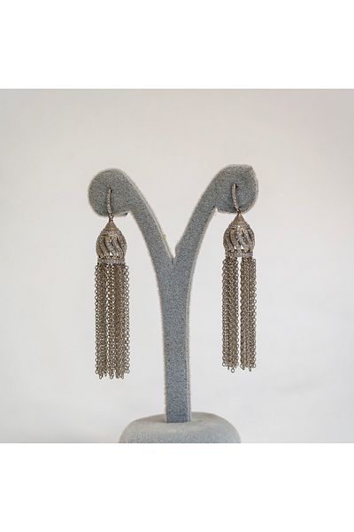 CHARM Cercei “Glam Tassel” cu lanțuri multiple și cristale – Charm