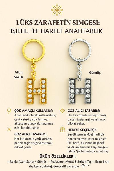 Handley Μπρελόκ με γράμματα 'H' με λάμψη – Ένας τόνος πολυτέλειας και σημασίας