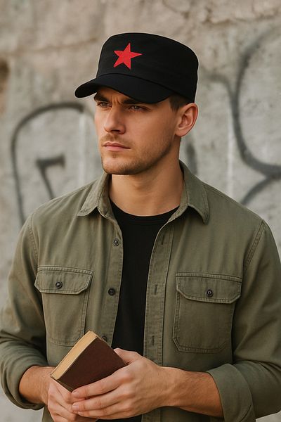 MYZİ STORE Koton Castro Hat Breathable Fabric Streetwear Castro with Red Star Detail