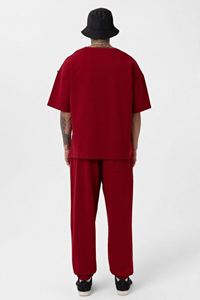 VAMOSCLO Σετ αθλητικής φόρμας Basic oversized με ελαστικό πόδι, μπορντό