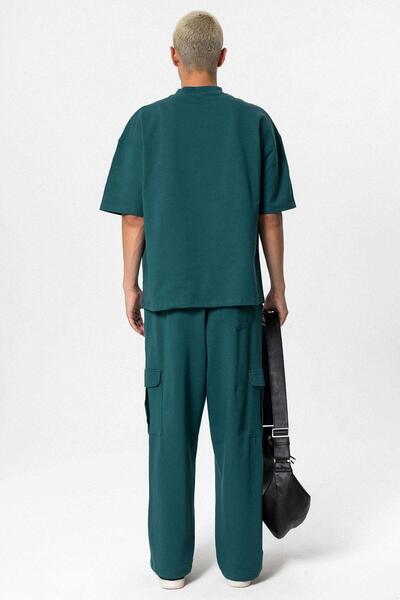 VAMOSCLO Σετ αθλητικής φόρμας oversized με λεπτομέρεια τσέπης Petrol