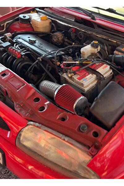carlone Ford Escort Uyumlu Spor Açık Hava Filtresi Krom Başlı Kırmızı Renk