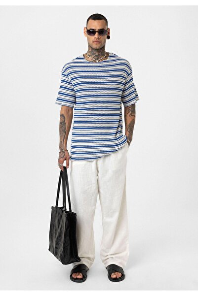 VAMOSCLO Ριγέ oversized Πλεκτό Μπλουζάκι μπλε κοβαλτίου