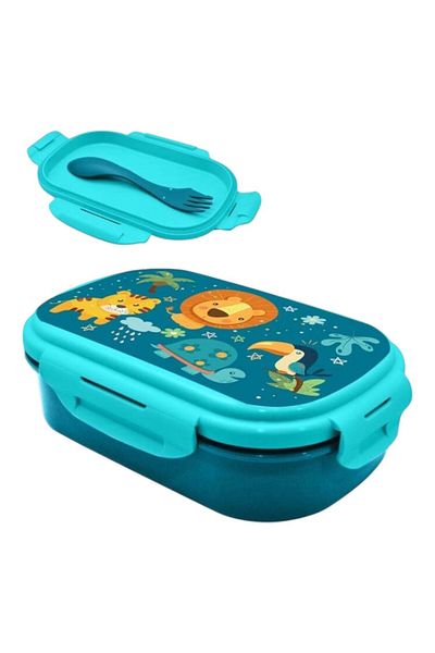 Disney Sandwich box, with 3-in-1 cutlery included, 6x21.5x13.5 cm, multicolor, plastic, BPA-free, Jungle
