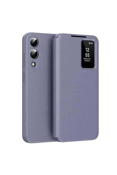 SKYDDAR INNOVATION Husă pentru Samsung Galaxy S25 Edge, cu portofel și SmartView, Premium, set de stickere, violet