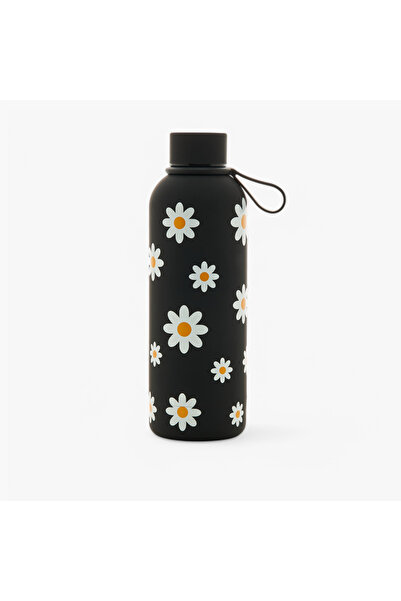 Lifestyle زجاجة مياه بطبعة زهور مع غطاء لولبي ومقبض - 500 مل