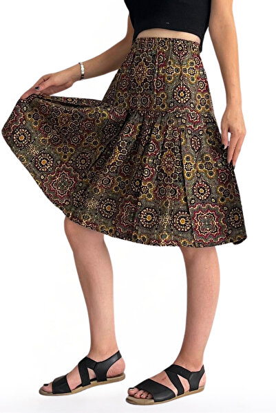 Generic Brand VISKOZNA TKANINA BOEMSKI STIL MIDI DUŽINA KRATKA SPODICA ZA ŽENE