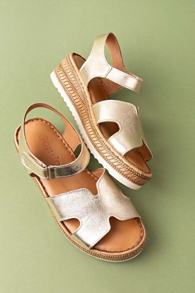 Gondol Hakiki Deri Anatomik Yumuşak Taban Rahat Sandalet irm.100 Gold