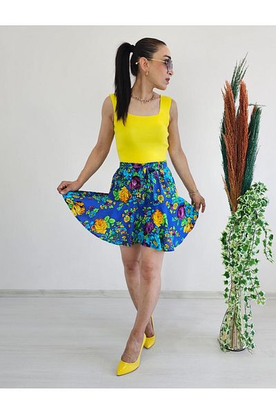 6 butik altı üstü butik Fusta scurtă cu model de flori