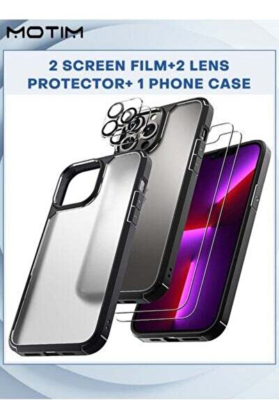 MOTIM جراب iPhone شفاف غير لامع، قطعتان من واقي الشاشة الزجاجي المقوى، قطعتان...