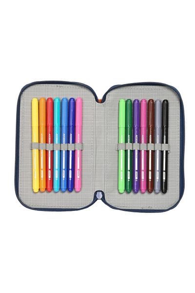 WOMAN CLASSIC Double Pencil Case Buzz Lightyear, Navy Blue, 28 Pieces