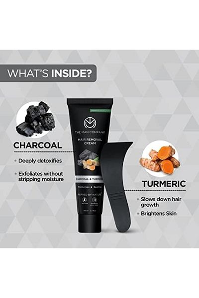 The Man Company Hair Removal Cream for Men Enriched with Charcoal & Turmeric