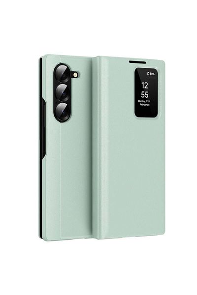 SKYDDAR INNOVATION Husă pentru Samsung Galaxy Z Fold6, cu portofel și SmartView, Premium, set de stickere, verde