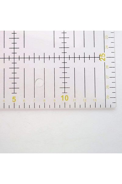 Byou fabric/measurement mosaic ruler, acrylic, black/yellow/transparent, 30 x 15 cm