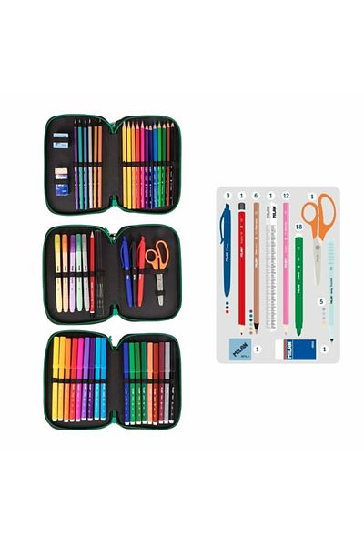 Milan Triple Pencil Case, Milan, Dinosaurs, 19.5 x 13 x 7.5 cm