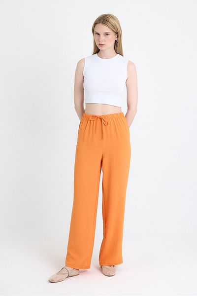 Rays Orange Elastic Waist Wide Leg Woven Trousers 4284-1