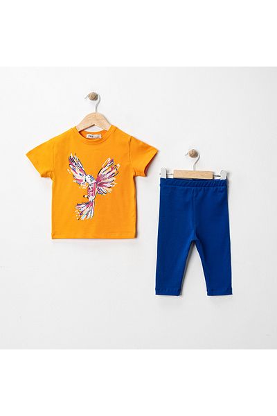 MK Mukko Kids Bird Parrot Printed Bird Pattern Basic Seasonal/Summer Leggings T-Shirt Bottom Top Set